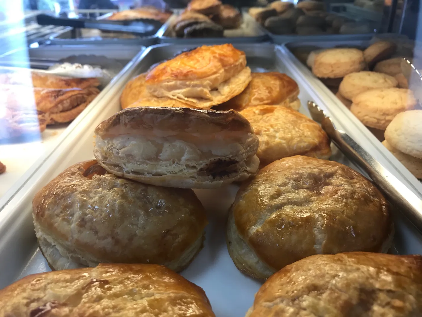 Fresh breads and pastries in the case
