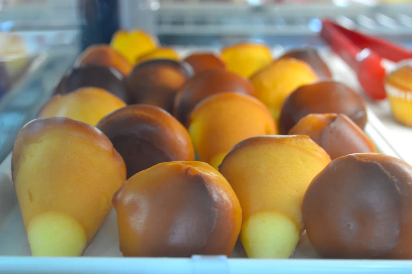 Glazed pastries in the case